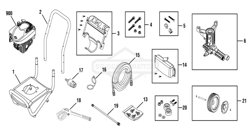 Briggs & Stratton pressure washer model 020306-4 replacement parts, pump breakdown, repair kits, owners manual and upgrade pump.